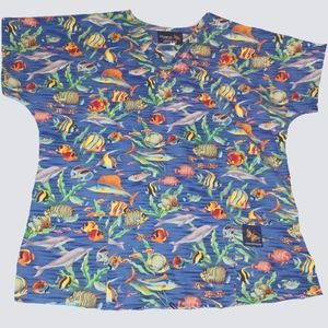 Fish in the Sea Scrub Top by Monarch Uniforms
